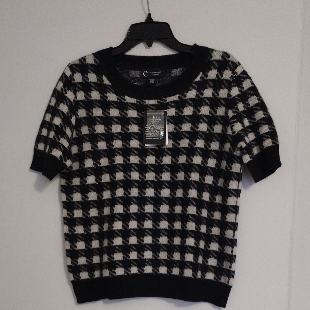Bloomingdale's Black and White Checkered Sweater